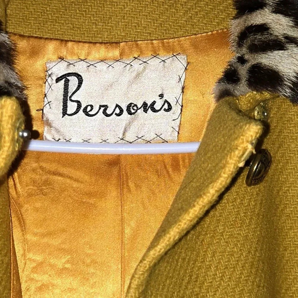 Vintage Mustard Wool Coat with Leopard Print Collar – Berson’s - Picture 6 of 8